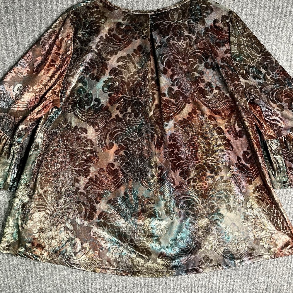 Bryn Walker Fran‎ Velvet Burnout Top Large Artistic Boho Lagenlook Moondance - Picture 11 of 11